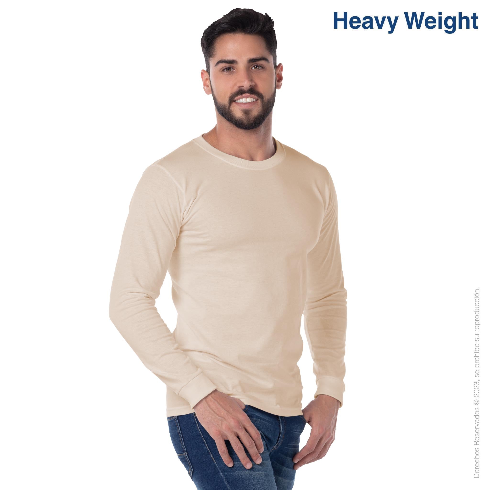 Custom Men’s Heavy Weight Crew Neck Long Sleeve T Shirt