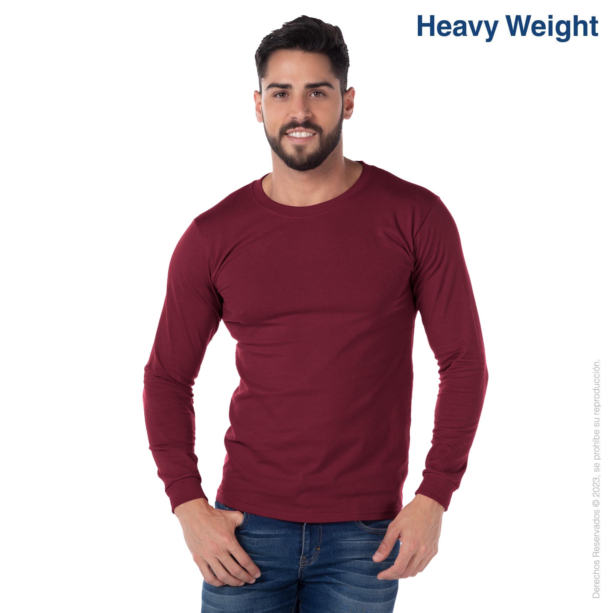 Custom Men’s Heavy Weight Crew Neck Long Sleeve T Shirt